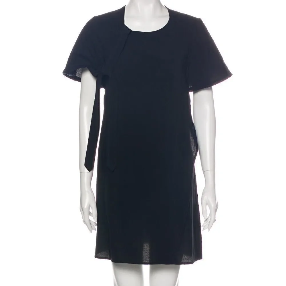 Maje Black Cotton Blend Wrap w/ Belt Mini Dress